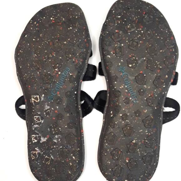 Womens Sz 7 Black Strappy Thong Lightweight Flat Columbia Sandals - Picture 7 of 7